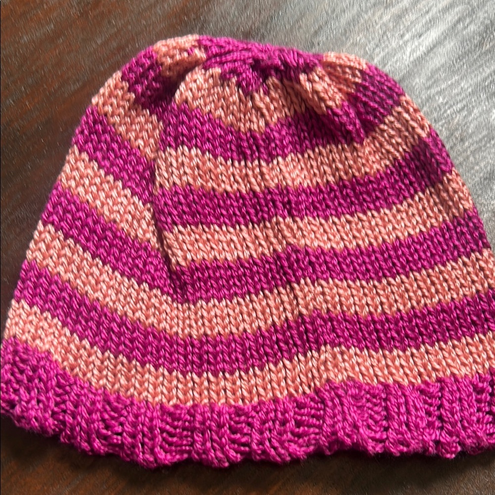 Striped Pink and Peach Kids Beanie